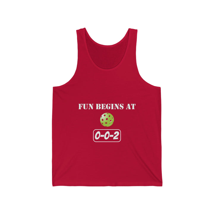 Fun Begins at 0-0-2 Unisex Cotton Tank - Great Pickleball Stuff