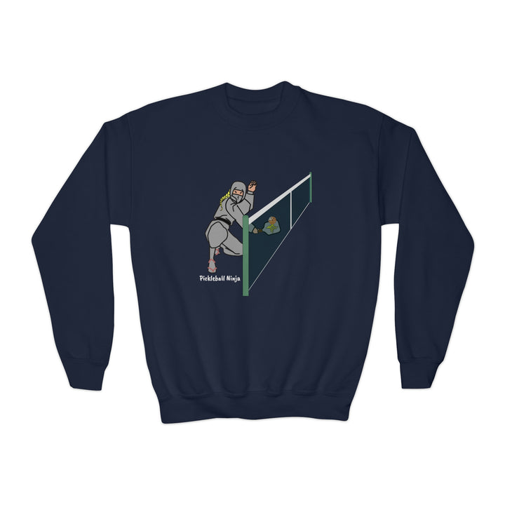 Pickleball Ninja Dinking-Female Youth Crewneck Sweatshirt - Great Pickleball Stuff