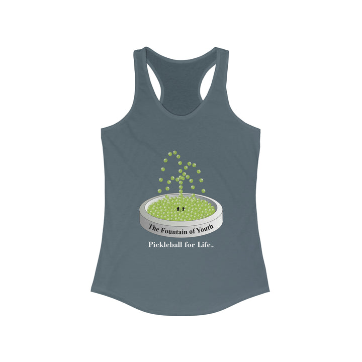 The Pickleball Fountain-Green Women's Racerback Tank - Great Pickleball Stuff