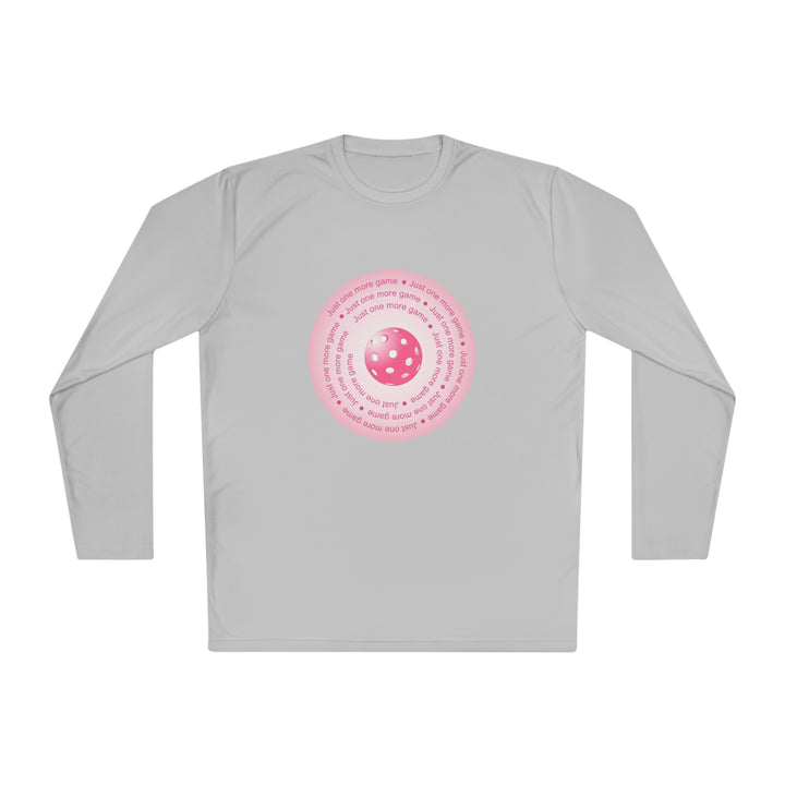 Just One More Game-Pink Unisex Moisture-Wicking Long Sleeve Tee - Great Pickleball Stuff