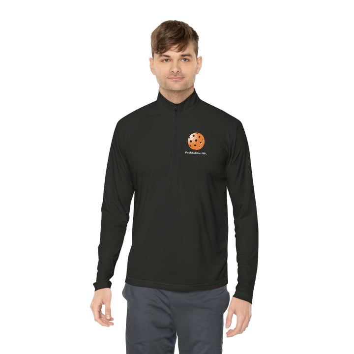 Pickleball for Life-Orange Unisex Moisture-Wicking Quarter-Zip Pullover - Great Pickleball Stuff