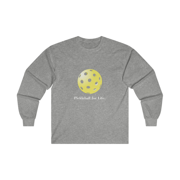 Pickleball for Life-Yellow Ultra Cotton Long Sleeve Tee - Great Pickleball Stuff