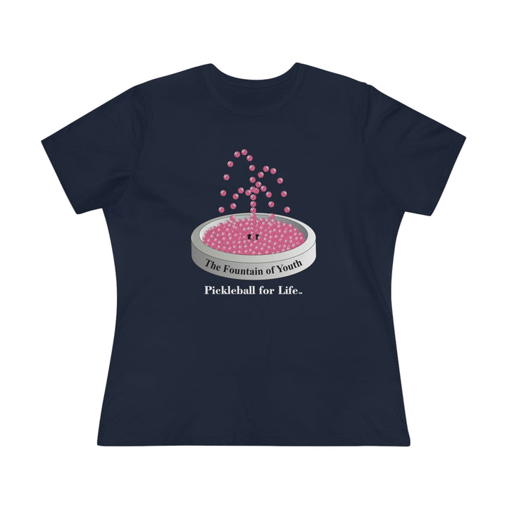 The Pickleball Fountain-Pink Women's Relaxed-Fit T-Shirt - Great Pickleball Stuff