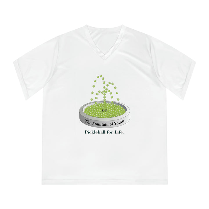 The Pickleball Fountain-Green Women's Moisture-Wicking V-Neck T-Shirt - Great Pickleball Stuff