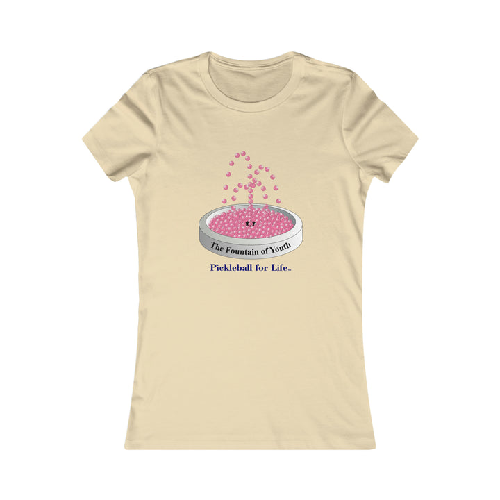 The Pickleball Fountain-Pink Women's Slim-Fit Premium Cotton T-Shirt - Great Pickleball Stuff