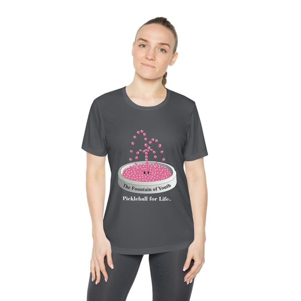 The Pickleball Fountain-Pink Women's Moisture-Wicking T-Shirt - Great Pickleball Stuff