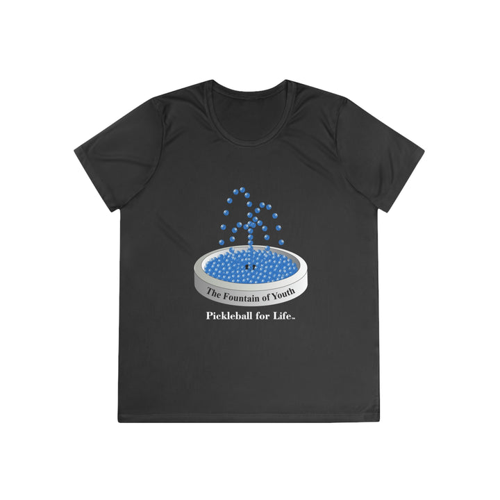 The Pickleball Fountain-Blue Women's Moisture-Wicking T-Shirt - Great Pickleball Stuff