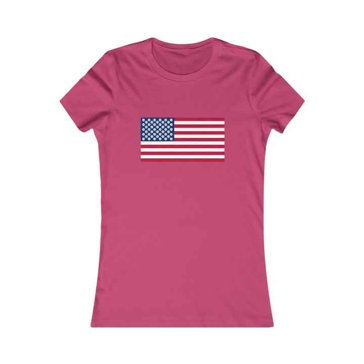 Pickleball Stars Flag Women's Slim-Fit Premium Cotton T-Shirt - Great Pickleball Stuff