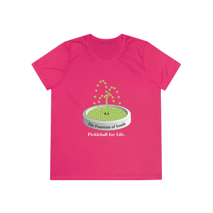 The Pickleball Fountain-Green Women's Moisture-Wicking T-Shirt - Great Pickleball Stuff