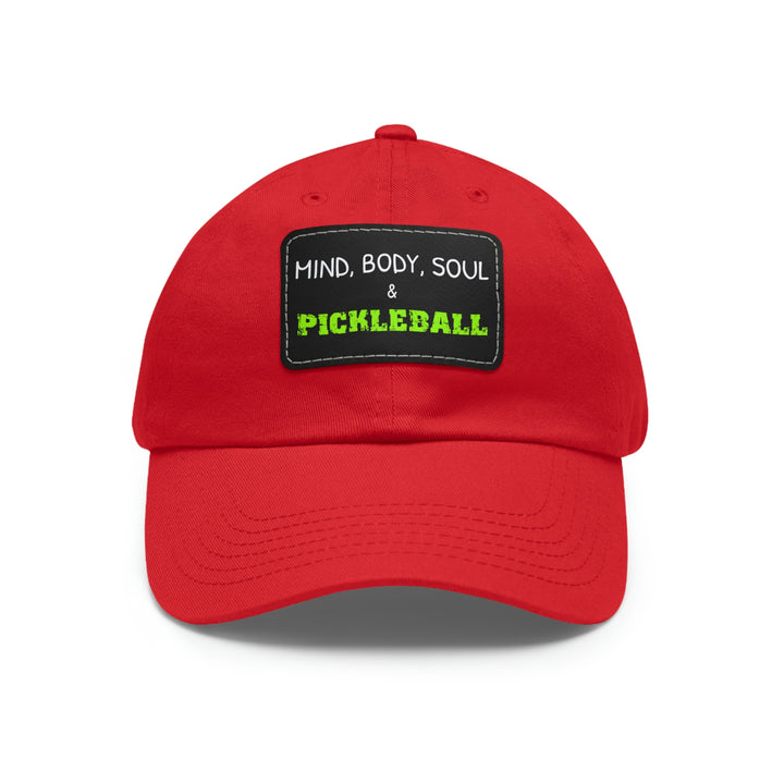 Mind, Body, Soul & Pickleball Cap with Leather Patch - Great Pickleball Stuff