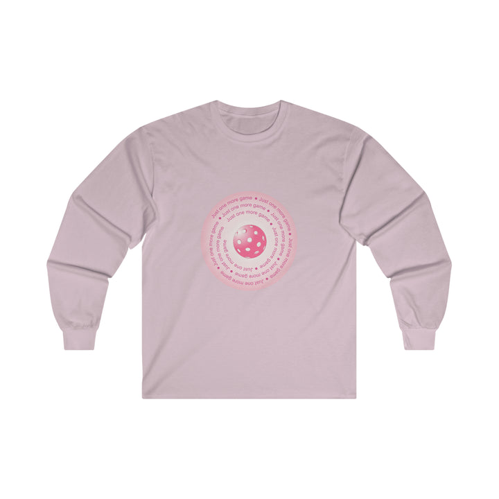 Just One More Game-Pink Ultra Cotton Long Sleeve Tee - Great Pickleball Stuff