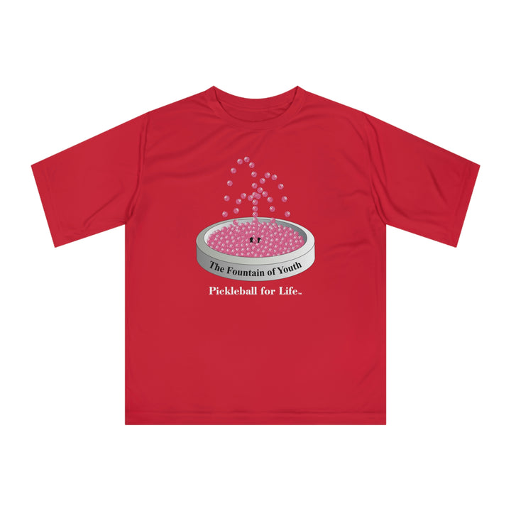 The Pickleball Fountain-Pink Unisex Moisture-Wicking T-Shirt - Great Pickleball Stuff