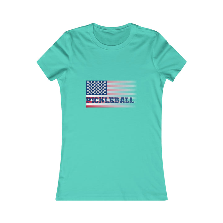 Pickleball Flag (Faded) Women's Slim-Fit Premium Cotton T-Shirt - Great Pickleball Stuff