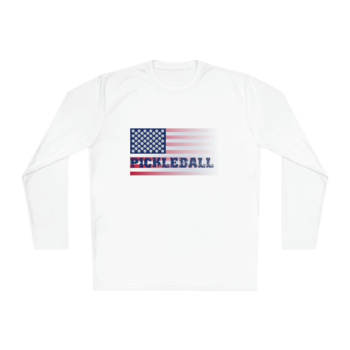 Pickleball Flag (Faded) Unisex Moisture-Wicking Long Sleeve Tee - Great Pickleball Stuff