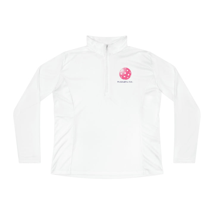 Pickleball for Life-Pink Women's Moisture-Wicking Quarter-Zip Pullover - Great Pickleball Stuff