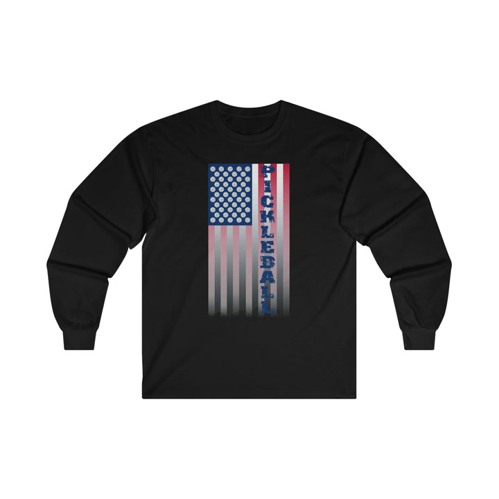 Pickleball Flag Vertical-2 (Faded) Ultra Cotton Long Sleeve Tee - Great Pickleball Stuff