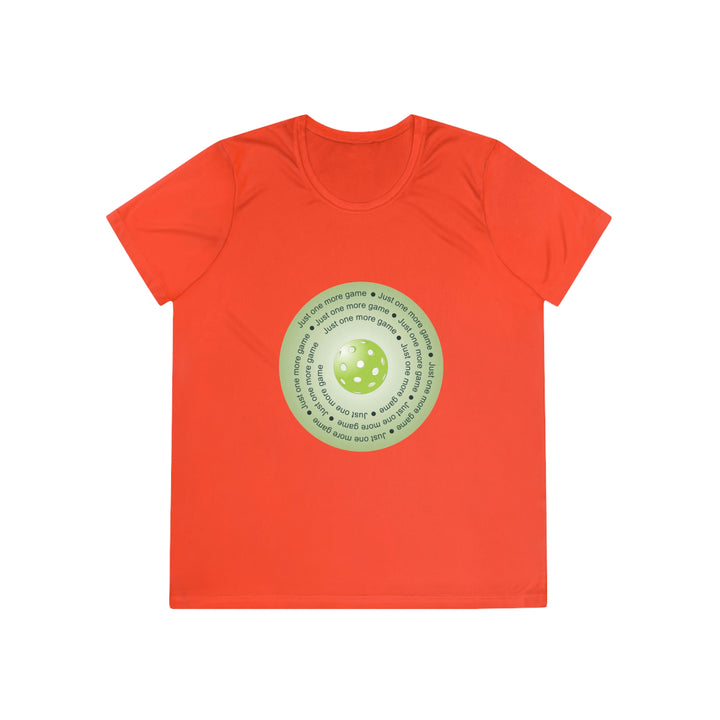 Just One More Game-Green Women's Moisture-Wicking T-Shirt - Great Pickleball Stuff