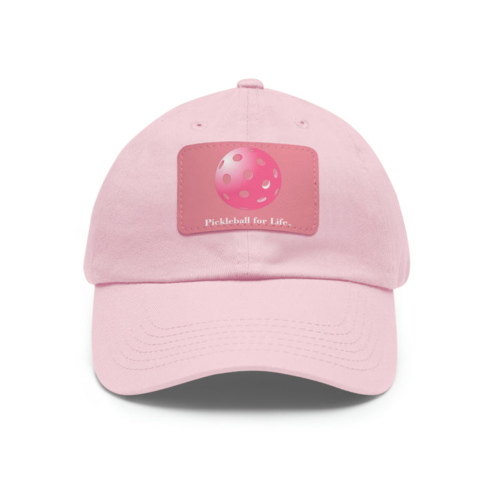 Pickleball for Life-Pink Pickleball Cap with Leather Patch - Great Pickleball Stuff