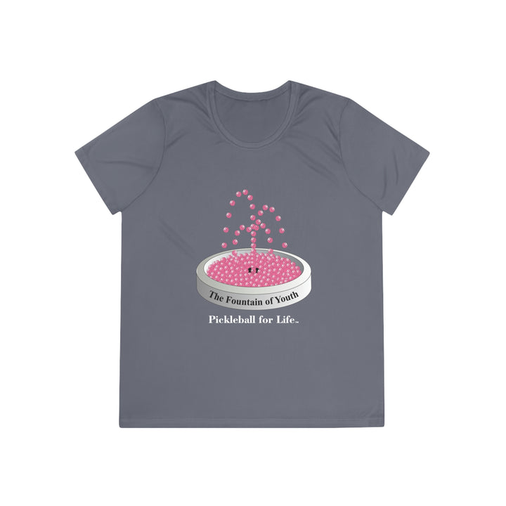 The Pickleball Fountain-Pink Women's Moisture-Wicking T-Shirt - Great Pickleball Stuff