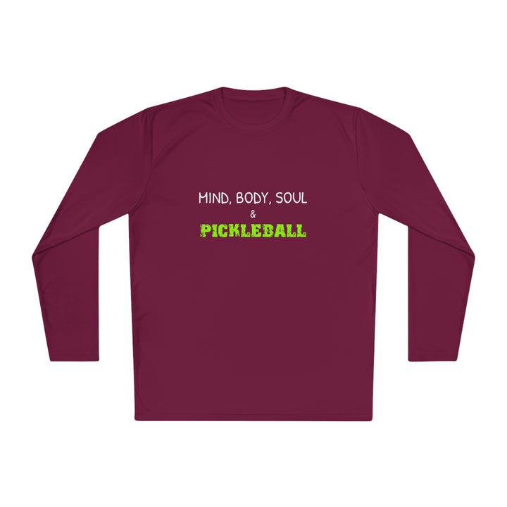 Mind, Body, Soul & Pickleball Unisex Moisture-Wicking Long Sleeve Tee - Great Pickleball Stuff