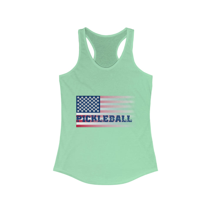 Pickleball Flag (Faded) Women's Racerback Tank - Great Pickleball Stuff