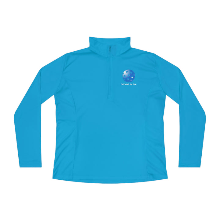 Pickleball for Life-Blue Women's Moisture-Wicking Quarter-Zip Pullover - Great Pickleball Stuff