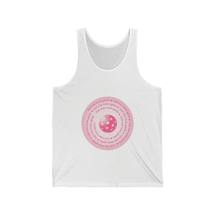 Just One More Game-Pink Unisex Cotton Tank - Great Pickleball Stuff