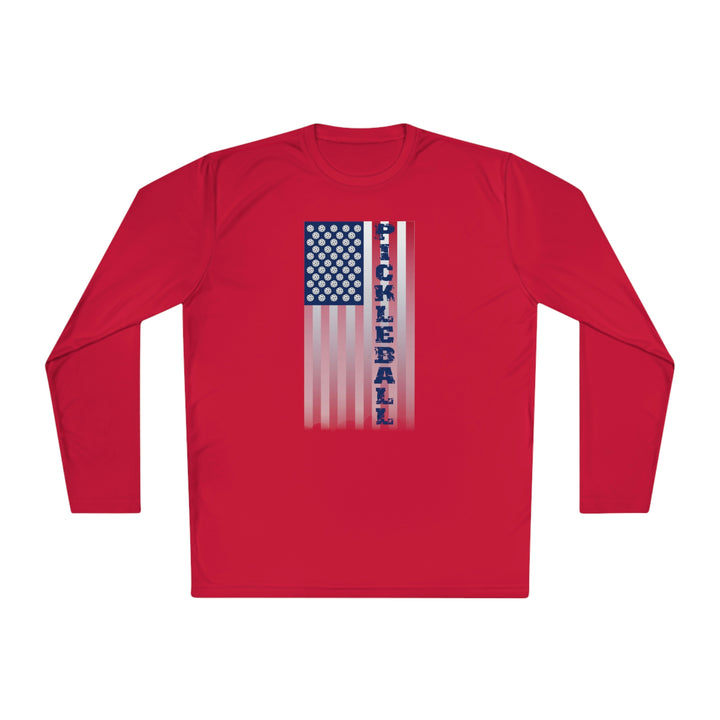 Pickleball Flag Vertical-2 (Faded) Unisex Moisture-Wicking Long Sleeve Tee - Great Pickleball Stuff