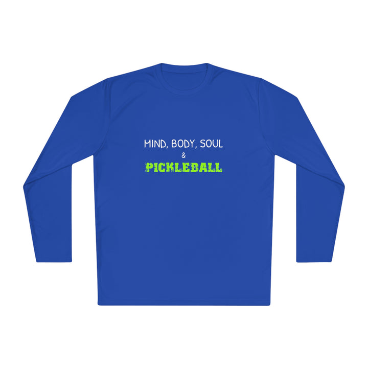 Mind, Body, Soul & Pickleball Unisex Moisture-Wicking Long Sleeve Tee - Great Pickleball Stuff