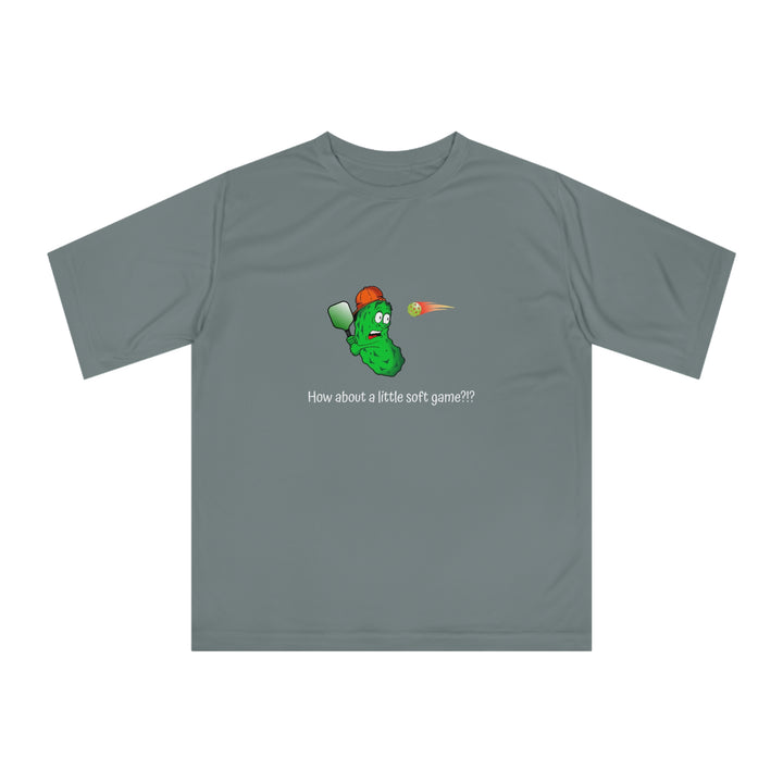 How About a Little Soft Game? Unisex Moisture-Wicking T-Shirt - Great Pickleball Stuff