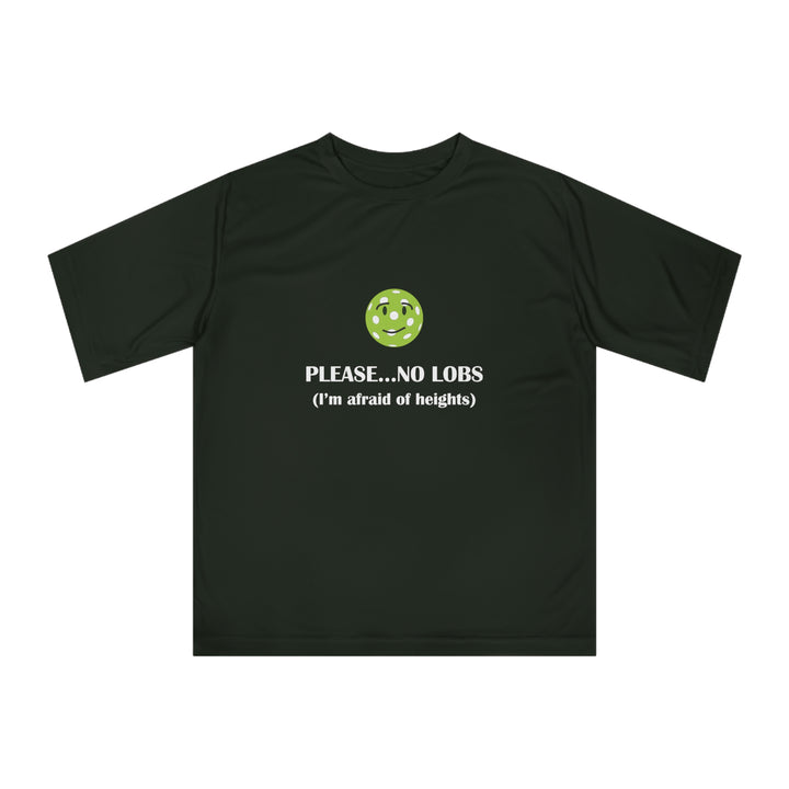 Please No Lobs-I'm Afraid of Heights Unisex Moisture-Wicking T-Shirt - Great Pickleball Stuff