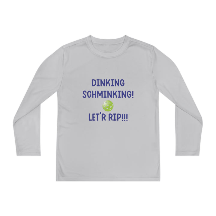 Dinking Schminking Youth Long Sleeve Moisture-Wicking T-Shirt - Great Pickleball Stuff