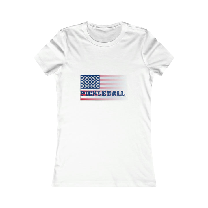 Pickleball Flag (Faded) Women's Slim-Fit Premium Cotton T-Shirt - Great Pickleball Stuff