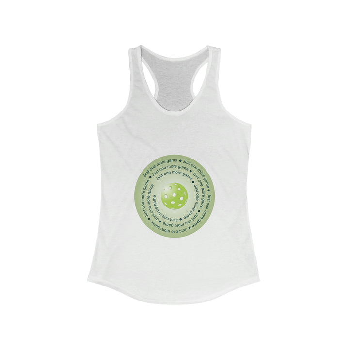 Just One More Game-Green Women's Racerback Tank - Great Pickleball Stuff