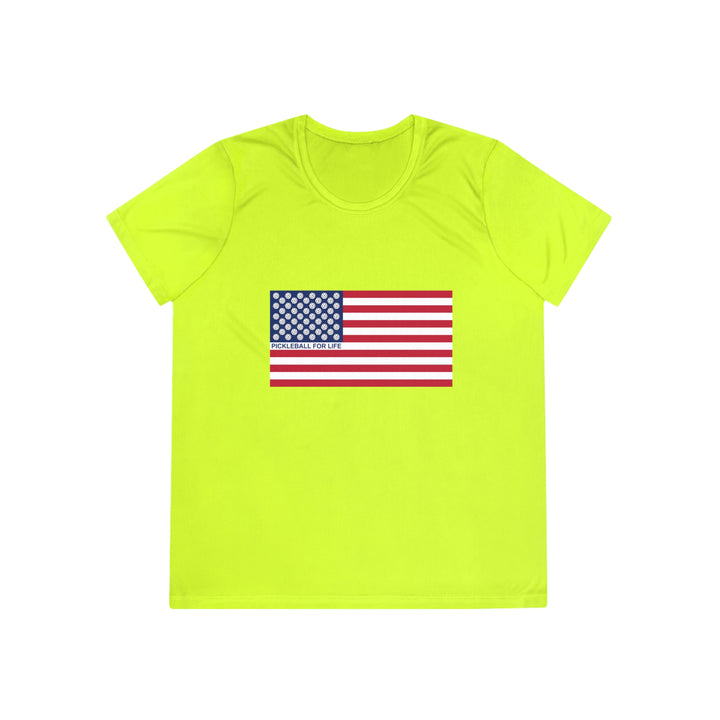 Pickleball for Life Flag Women's Moisture-Wicking T-Shirt - Great Pickleball Stuff