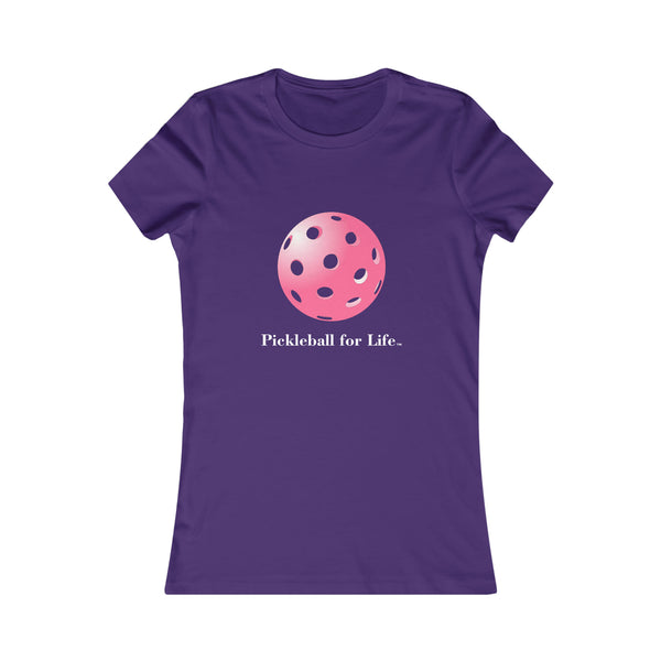 Pickleball for Life-Pink Women's Slim-Fit Premium Cotton T-Shirt - Great Pickleball Stuff