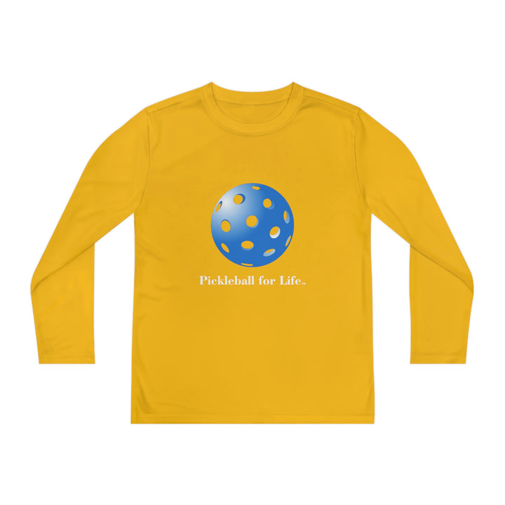 Pickleball for Life-Blue Youth Long Sleeve Moisture-Wicking T-Shirt - Great Pickleball Stuff