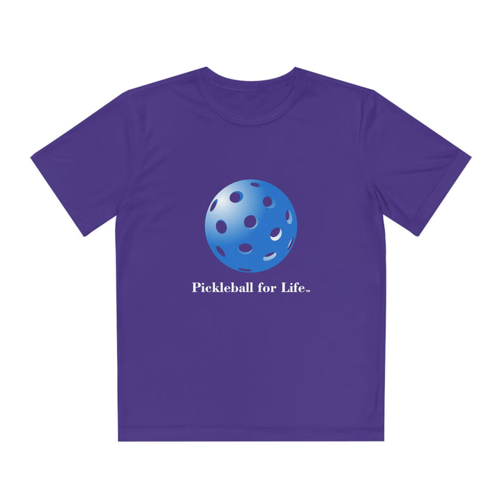 Pickleball for Life-Blue Youth Moisture-Wicking T-Shirt - Great Pickleball Stuff