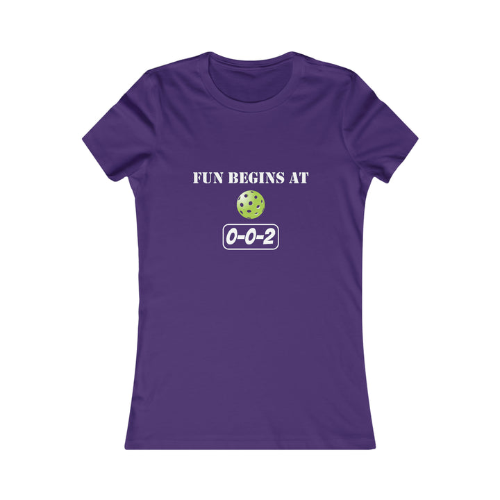 Fun Begins at 0-0-2 Women's Slim-Fit Premium Cotton T-Shirt - Great Pickleball Stuff