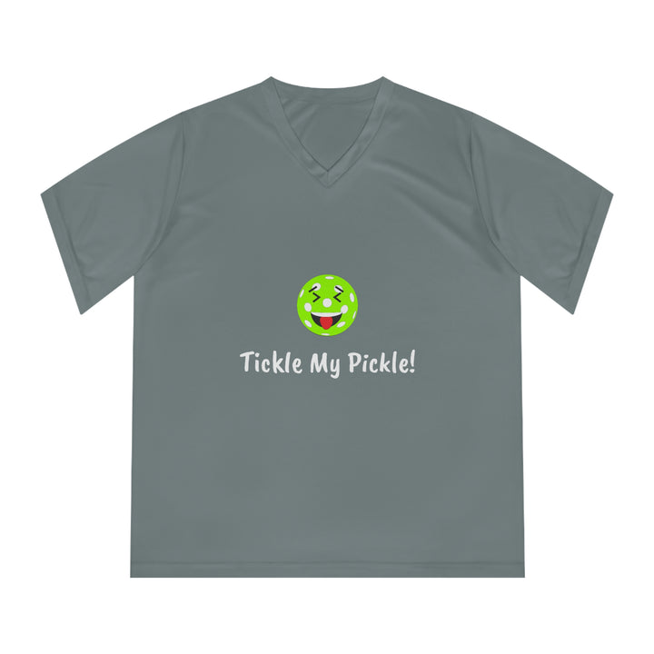 Tickle My Pickle Women's Moisture-Wicking V-Neck T-Shirt - Great Pickleball Stuff