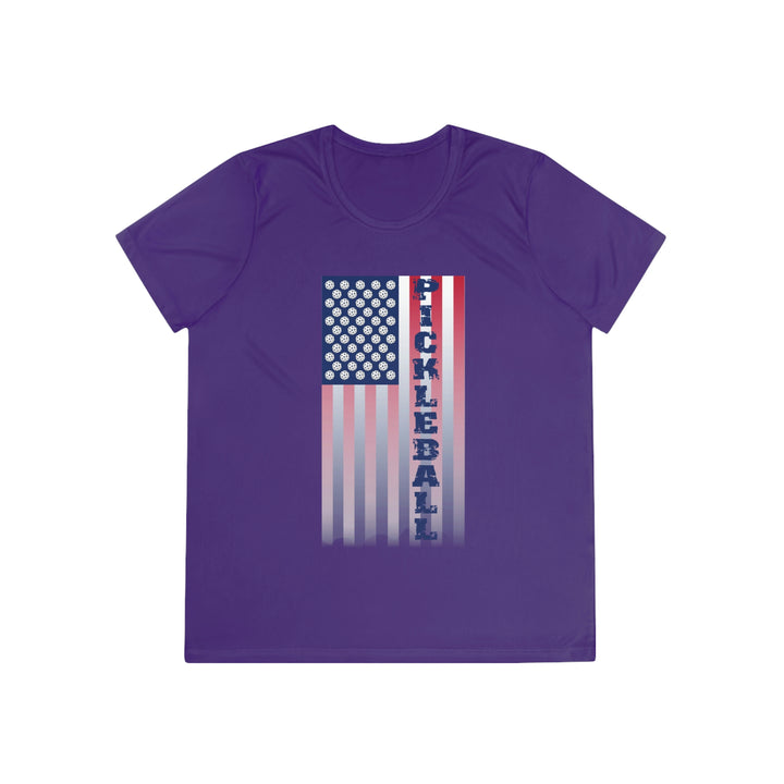 Pickleball Flag Vertical-2 (Faded) Women's Moisture-Wicking T-Shirt - Great Pickleball Stuff