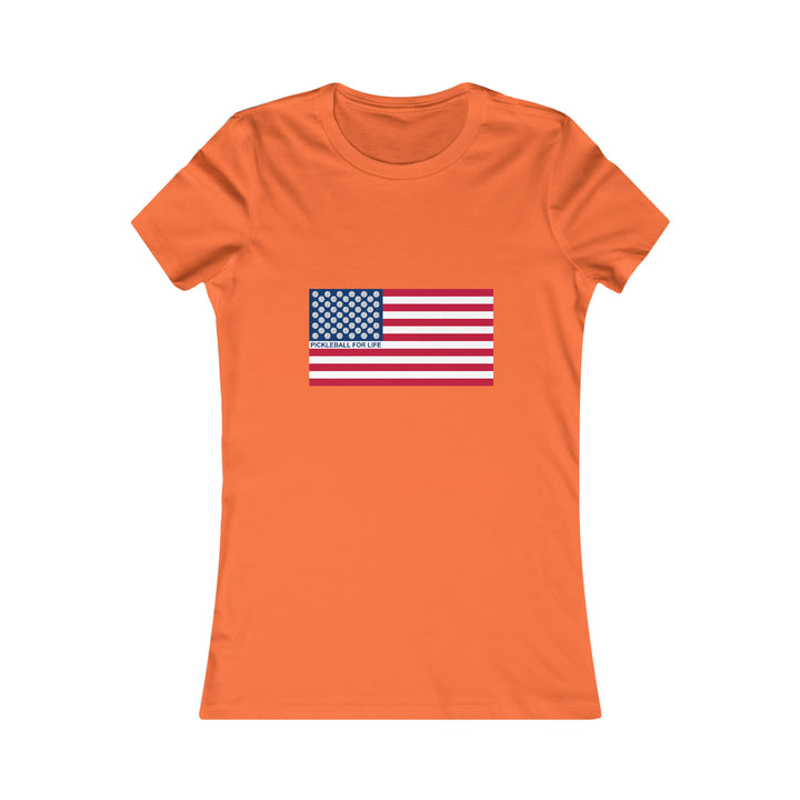 Pickleball for Life Flag Women's Slim-Fit Premium Cotton T-Shirt - Great Pickleball Stuff