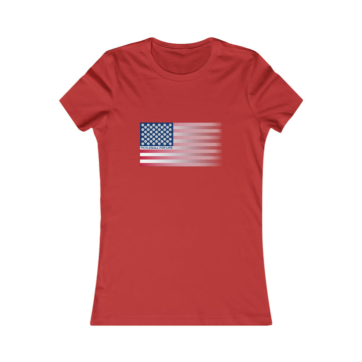 Pickleball for Life Flag (Faded) Women's Slim-Fit Premium Cotton T-Shirt - Great Pickleball Stuff