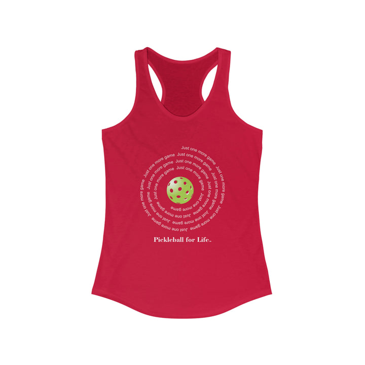 Just One More Game-Spiral Women's Racerback Tank - Great Pickleball Stuff