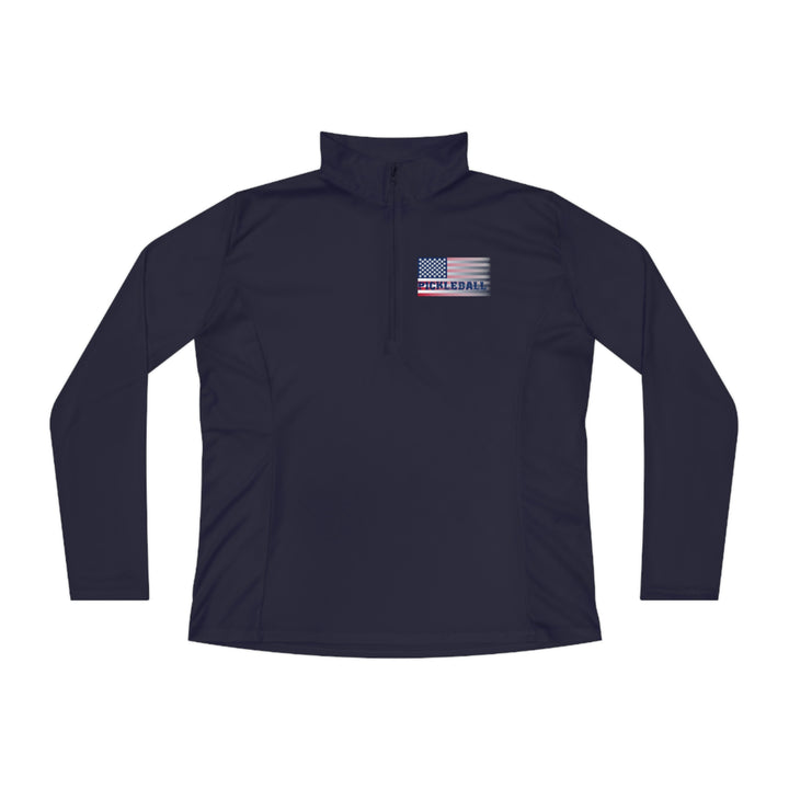 Pickleball Flag (Faded) Women's Moisture-Wicking Quarter-Zip Pullover - Great Pickleball Stuff