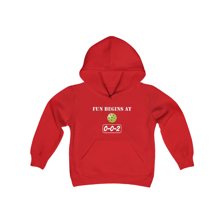 Fun Begins at 0-0-2 Youth Hoodie - Great Pickleball Stuff