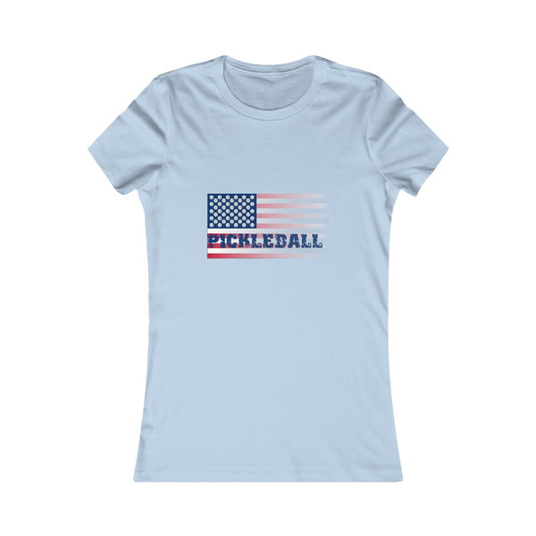 Pickleball Flag (Faded) Women's Slim-Fit Premium Cotton T-Shirt - Great Pickleball Stuff