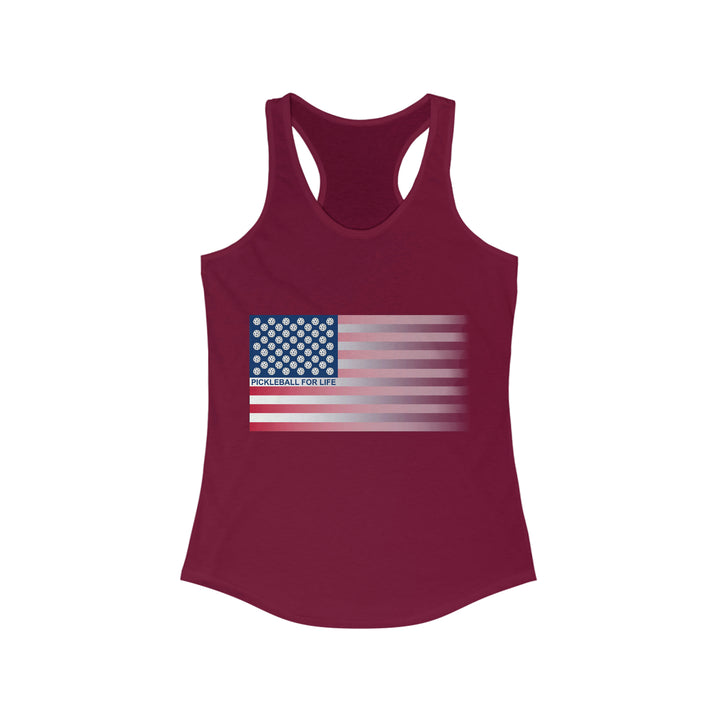 Pickleball for Life Flag (Faded) Women's Racerback Tank - Great Pickleball Stuff