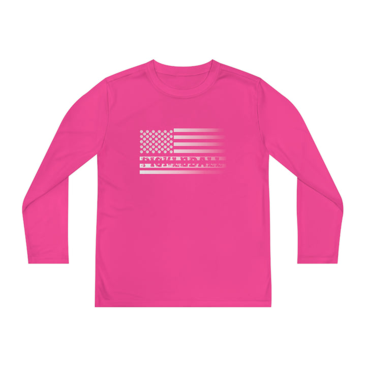 Pickleball Flag Transparent (Faded) Youth Long Sleeve Moisture-Wicking T-Shirt - Great Pickleball Stuff