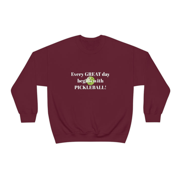 Every Great Day Begins with Pickleball! Unisex Crewneck Sweatshirt - Great Pickleball Stuff